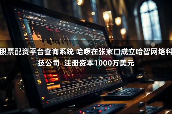 股票配资平台查询系统 哈啰在张家口成立哈智网络科技公司  注册资本1000万美元